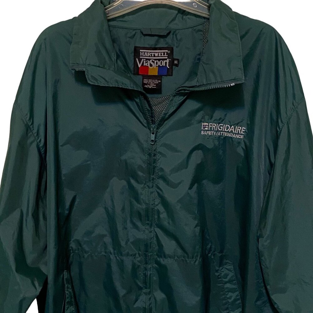 Vintage Frigidaire Attendance‎ Safety Windbreaker Mens XL Green Jacket Workwear